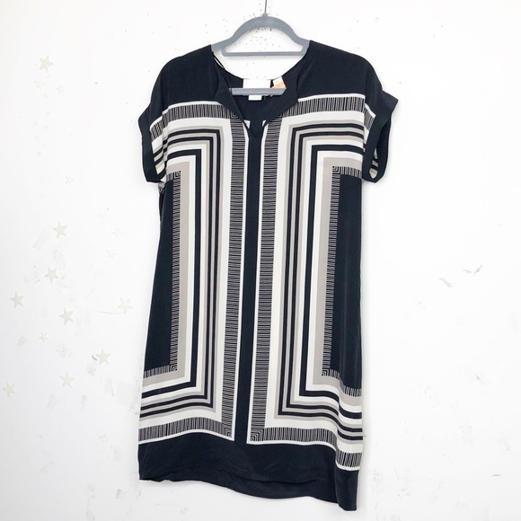 CYNTHIA Rowely geometric silk  Shift mini dress - Picture 5 of 8
